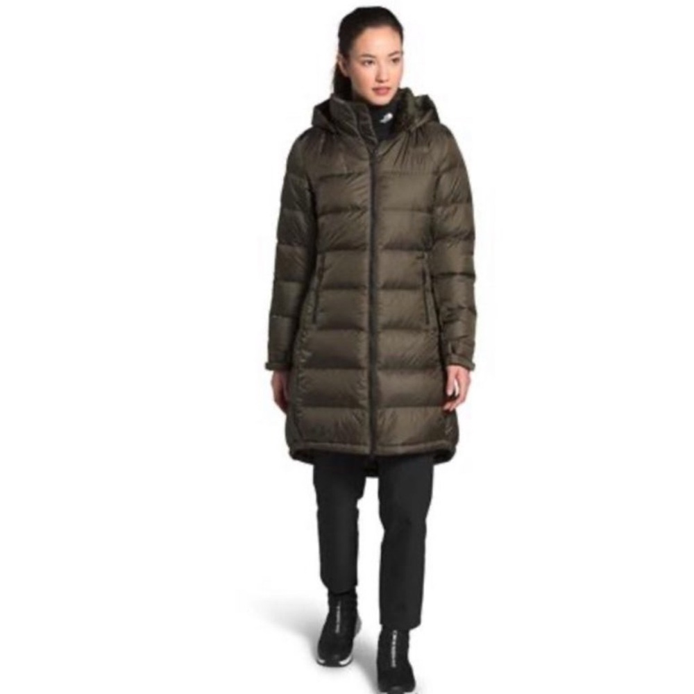 Northface Olive three-quarter puffer jacket size small